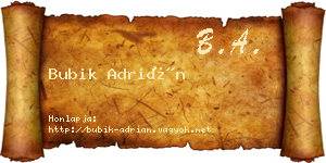 Bubik Adrián névjegykártya